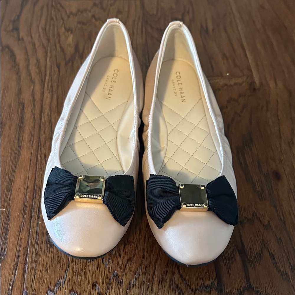 Cole Haan Women's Cream Loafers with Black Bows
